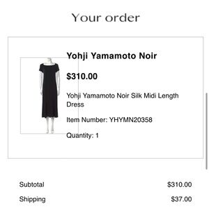 Yohji Yamamoto 100% pure silk Black Dress